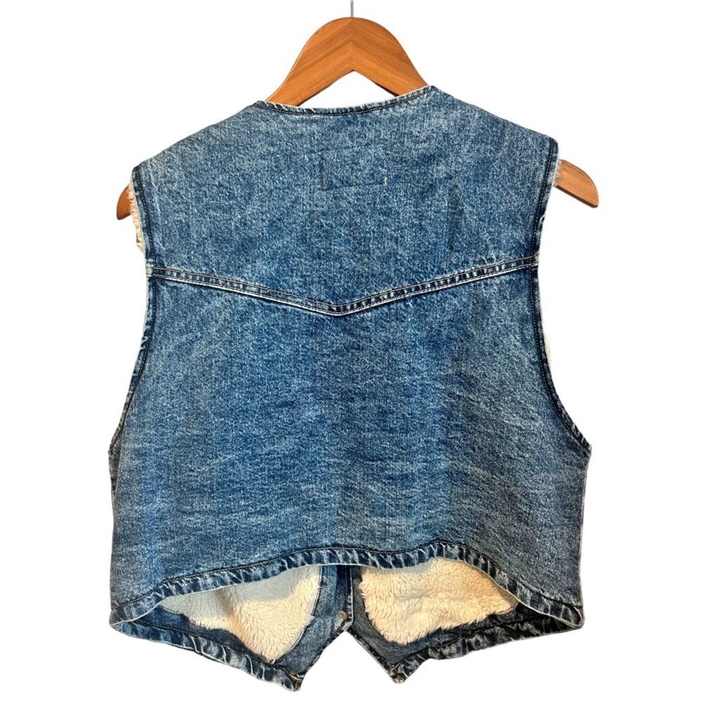 Nwt Free People Florence Ranch Sherpa Lined Denim Western Coastal Cowgirl Vest - Picture 12 of 14